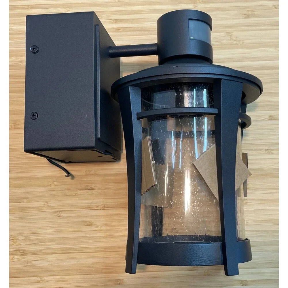 GLEAMZ Motion Sensor Outdoor Wall Lantern Light w/ GFCI Outlet Dusk to Dawn New
